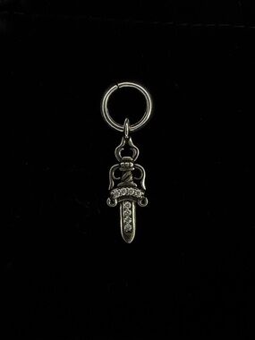 Chrome Hearts Mini Diamond Studded Baby Dagger/ Knife Pendant
